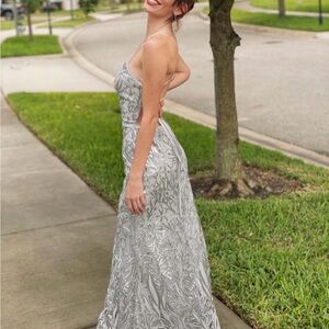 Elegant Silver Evening Gown